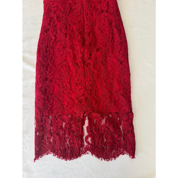 Women's Lulus Red Midi Lace formal Bodycon Dress size EXTRA SMALL - Picture 5 of 9
